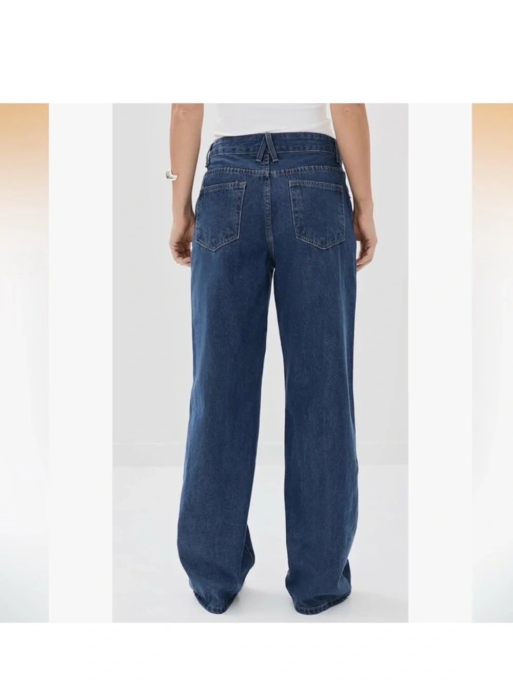 Lioness High Rise Wide Leg Jeans Dark Wash 100% Cotton Size S.